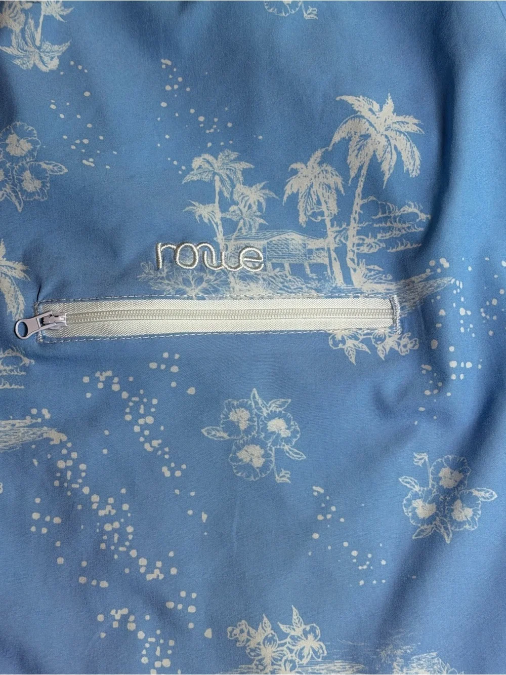 Nonwe Light Blue Palm-Print Men’s Swim Board Shorts XL 40 Waist